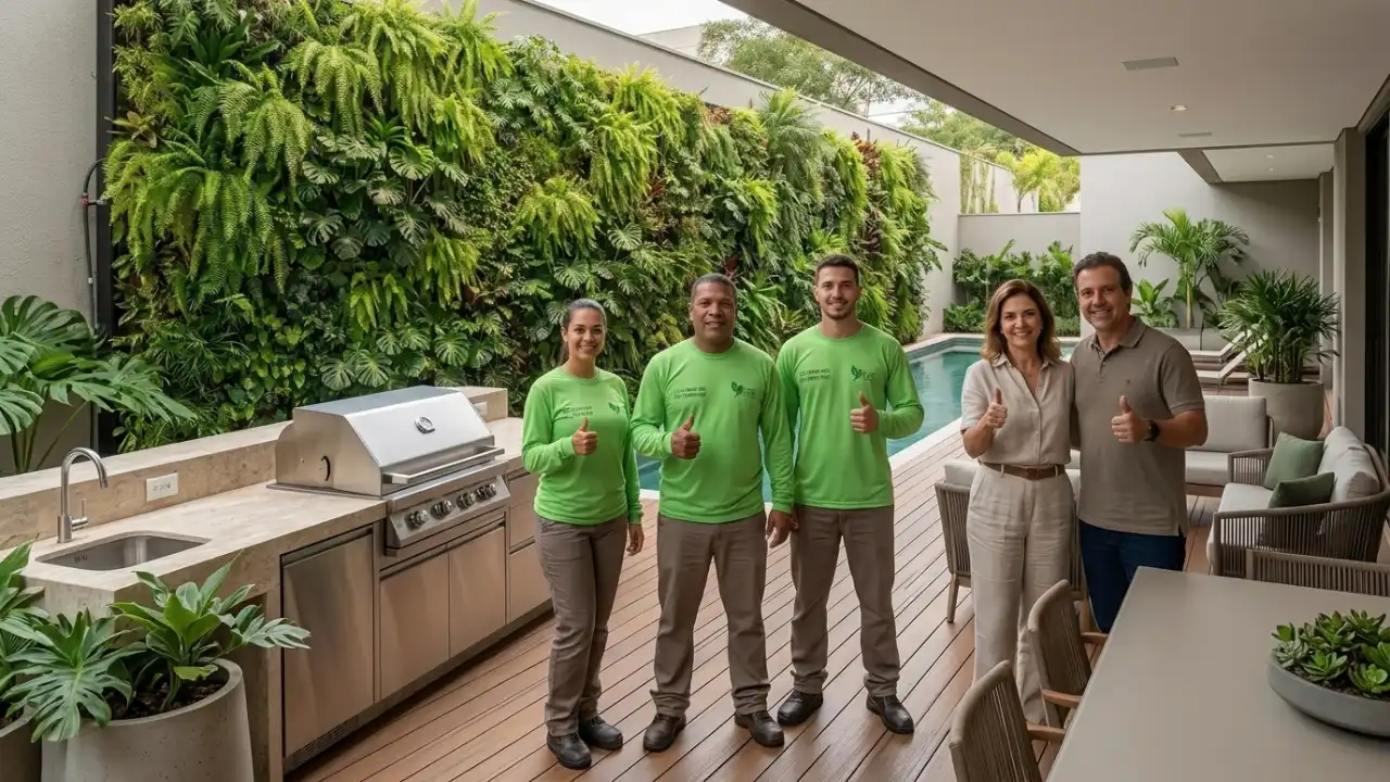 Área Gourmet Ampla Com Jardim Vertical Em Tamboré E Paisagismo De Alto Padrão