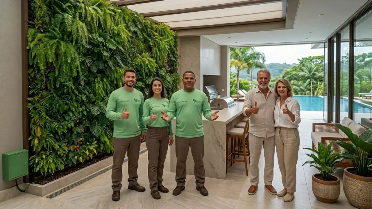 Área Gourmet Com Jardim Vertical Na Riviera De São Lourenço E Paisagismo De Alto Padrão