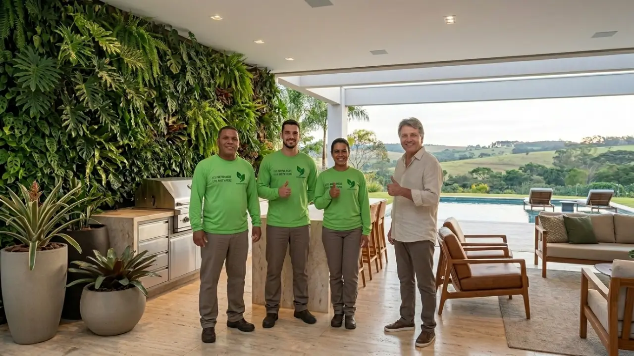 Área Gourmet Com Jardim Vertical Na Quinta Da Baroneza